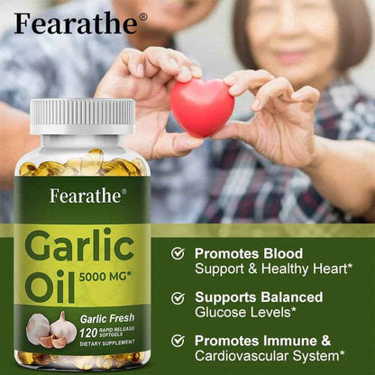 Garlic Oil Capsules, organic extract, promotes healthy cholesterol levels, immune system support
