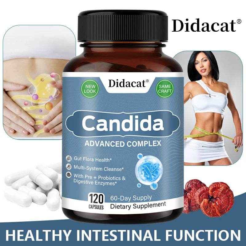 Candida Advanced Complex, Intestinal Supplement, Digestive Support, Constipation, Weight Loss, with Probiotic Digestive Enzymes