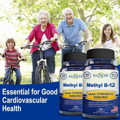 Vitamin B12 - 5000 MCG Supplement -Benefits Brain &amp; Heart Function, Supports Memory, Learning, Helps Boost Natural Energy