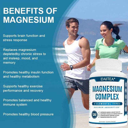 High Absorption Magnesium Complex Capsules - Dietary Supplement for Muscle, Bone, Nerve Health, Non-GMO - 120 Capsules
