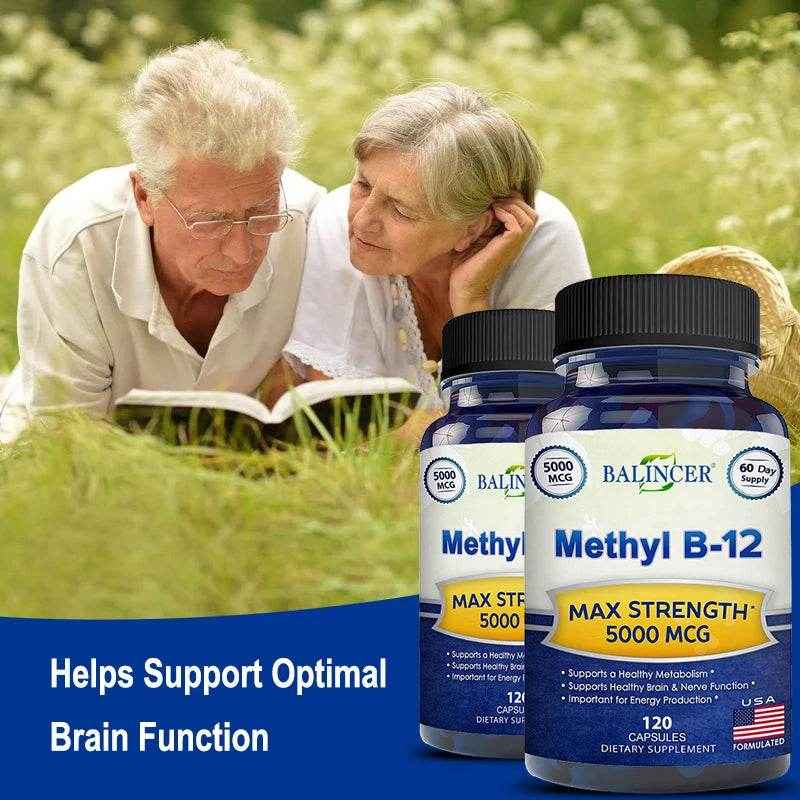 Vitamin B12 - 5000 MCG Supplement -Benefits Brain &amp; Heart Function, Supports Memory, Learning, Helps Boost Natural Energy