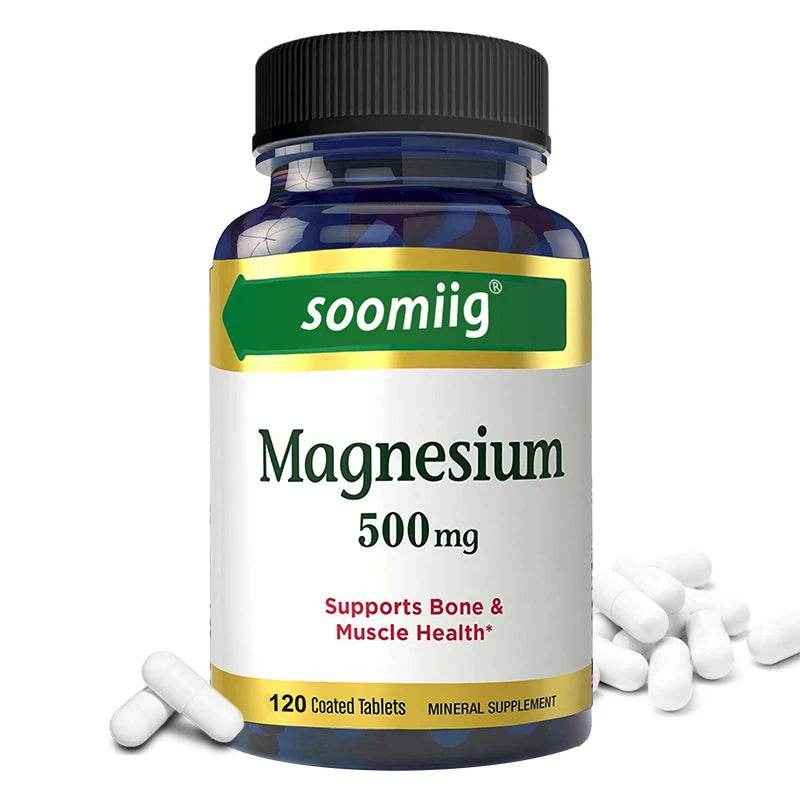Magnesium Supplement 500 mg, Supports Bone and Muscle Health, Highly Absorbed, Suitable for Women and Men, Non-GMO Veggie Caps
