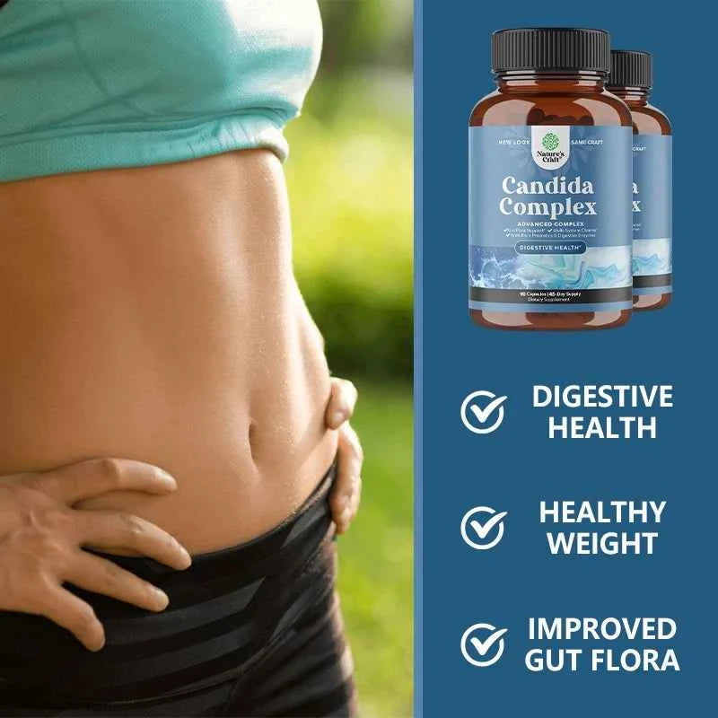 Candida Complex with Digestive Enzymes - Probiotics and Oregano Leaf Extract for Better Digestion, Gut Cleansing and Immunity