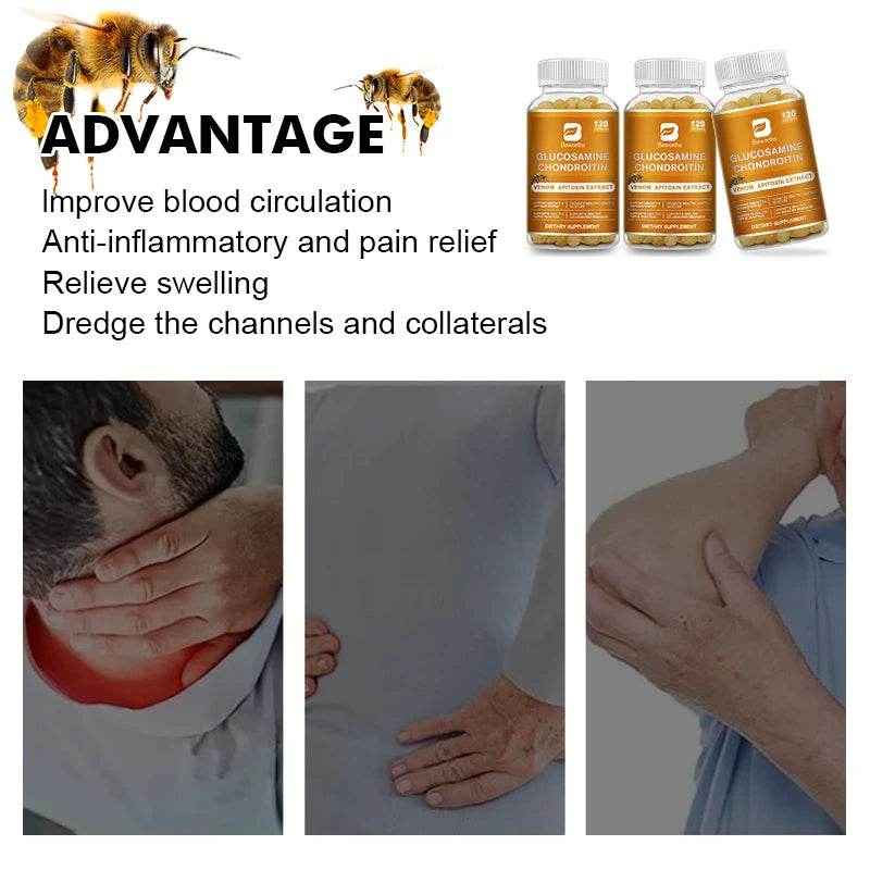 BEWORTHS Glucosamine Chondroitin Bee Venom Extract Capsules for Relieve Joint &amp; Knee Pain Relieve Discomfort of Bones and Joint