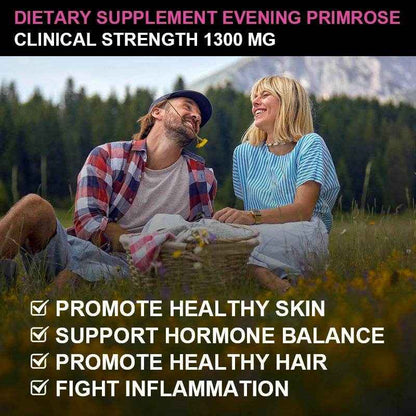Evening Primrose Oil Supplement Capsules - Promotes Healthy Skin &amp; Cardiovascular Health - Nutritional Support for Women