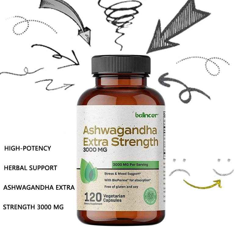Balincer Ashwagandha Capsules | Ashwagandha Extract Supplement | Boost Energy, Relieve Stress, Support Mood &amp; Focus