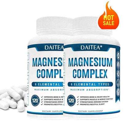 High Absorption Magnesium Complex Capsules - Dietary Supplement for Muscle, Bone, Nerve Health, Non-GMO - 120 Capsules