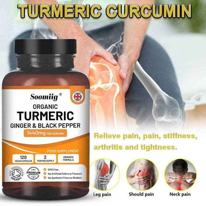 Organic Turmeric Ginger &amp; Black Pepper Blend Capsules Joint Health Supplement Helps Joint Flexibility and Cushioning