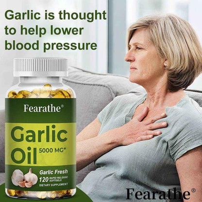 Garlic Oil Capsules, organic extract, promotes healthy cholesterol levels, immune system support