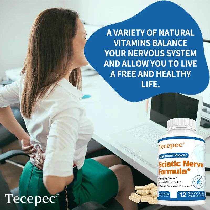 Tecepec Sciatic Nerve Formula - Vitamin B Complex, Promotes Nerve, Muscle and Endurance Health, Anti-inflammatory