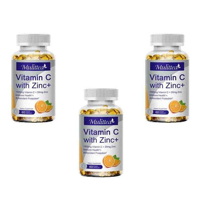 Mulittea Premium Vitamin C and Zinc for Energy Production Improve complexion Brighten skin with daily vitamin supplements