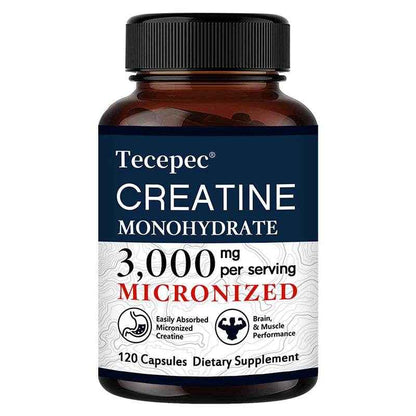 Creatine Monohydrate 3000 Mg Capsules, Supports Pre-Workout and Healthy Muscles, Focus &amp; Memory, Easy To Absorb