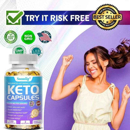 Keto Fat Burning Capsules - Promote metabolism - burn fat, enzyme detoxification, suppress appetite, enhance energy