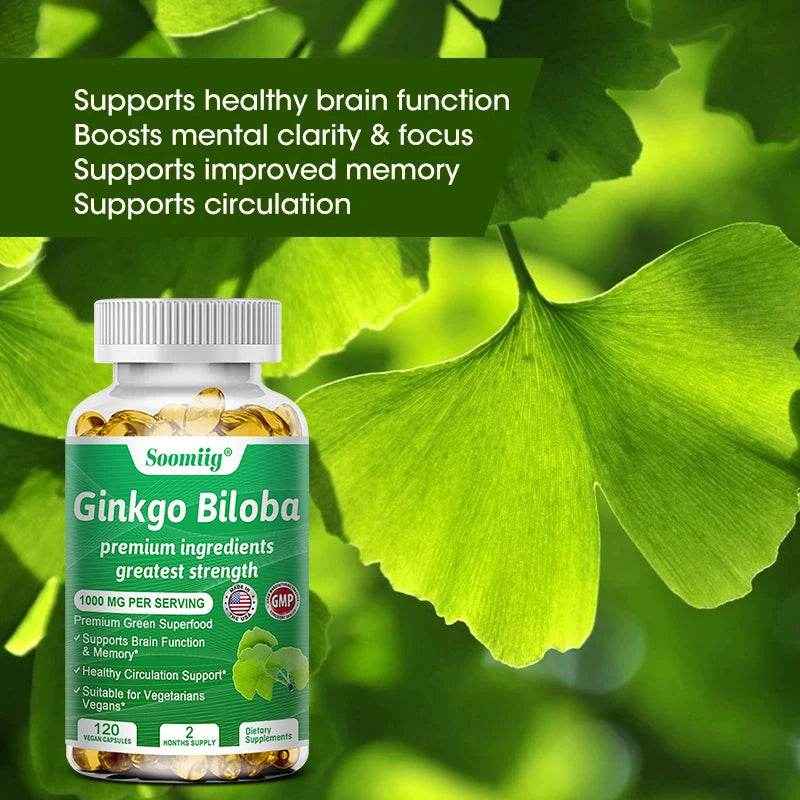 Premium Ginkgo Extract Supplement with B Vitamins for Brain Function, Memory, Circulation, Antioxidant, Health