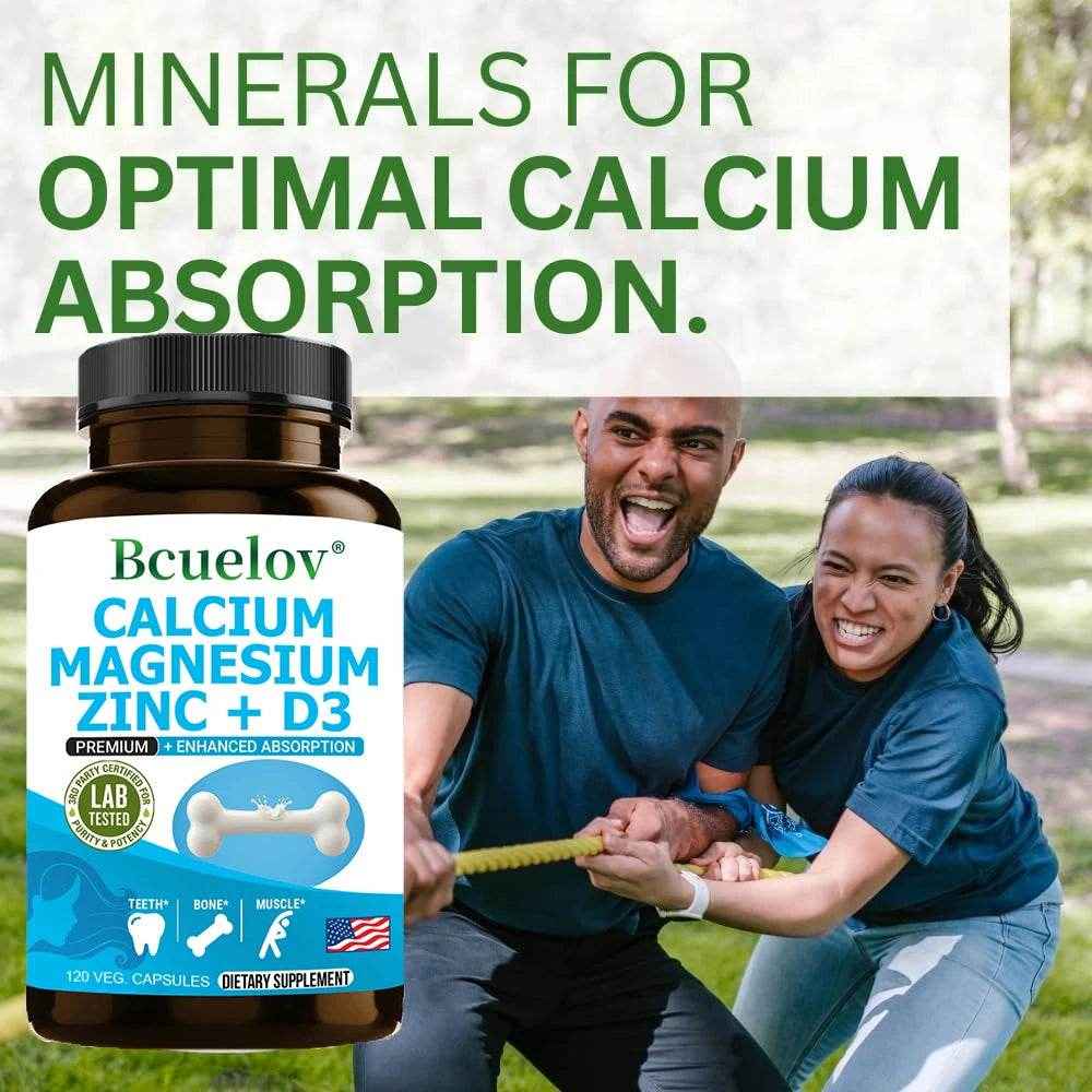 Calcium Magnesium Zinc Vitamin D3 Supplement, Helps Bones, Muscles and Nerve Function, Immune Function and Overall Health