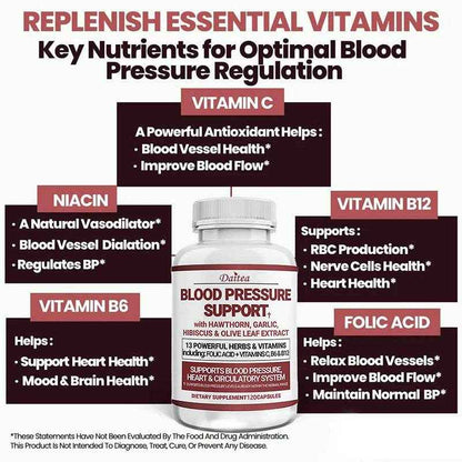 Blood Pressure Support Supplement - Supports Fat Metabolism, Blood Circulation, Healthy Brain, Heart, Blood Vessels