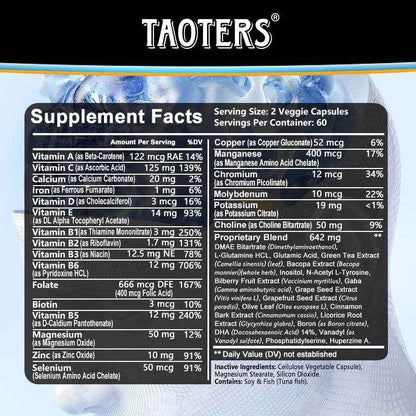 Multivitamin &amp; Multimineral, Nootropic Brain Support Supplement, Supports Memory, Concentration &amp; Alertness, 120 Capsules