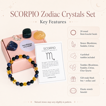 SCORPIO Zodiac Crystal Kit, Scorpio Birthstones Tumbled Stones Set, Scorpio Gifts  DestGlow