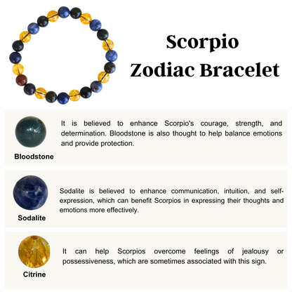 Scorpio Zodiac Crystal Bracelet, Scorpio Gifts  DestGlow