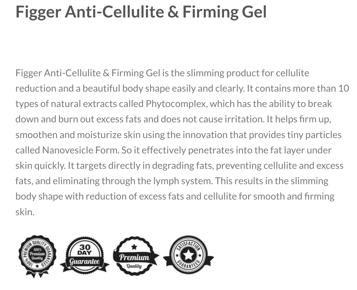 Figger Anti-Cellulite and Firming Gel Pure Natural Ingredients