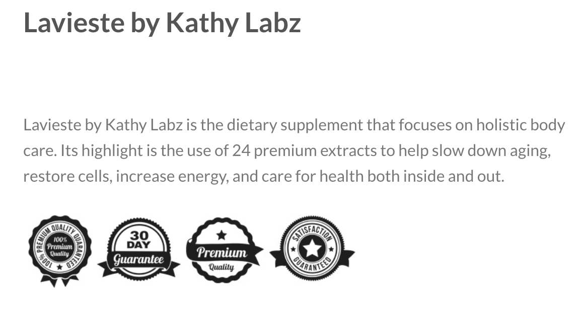 Premium Elegant Luxury Supplement Lavieste by Kathy Labz