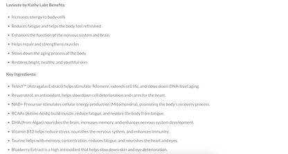 Premium Elegant Luxury Supplement Lavieste by Kathy Labz