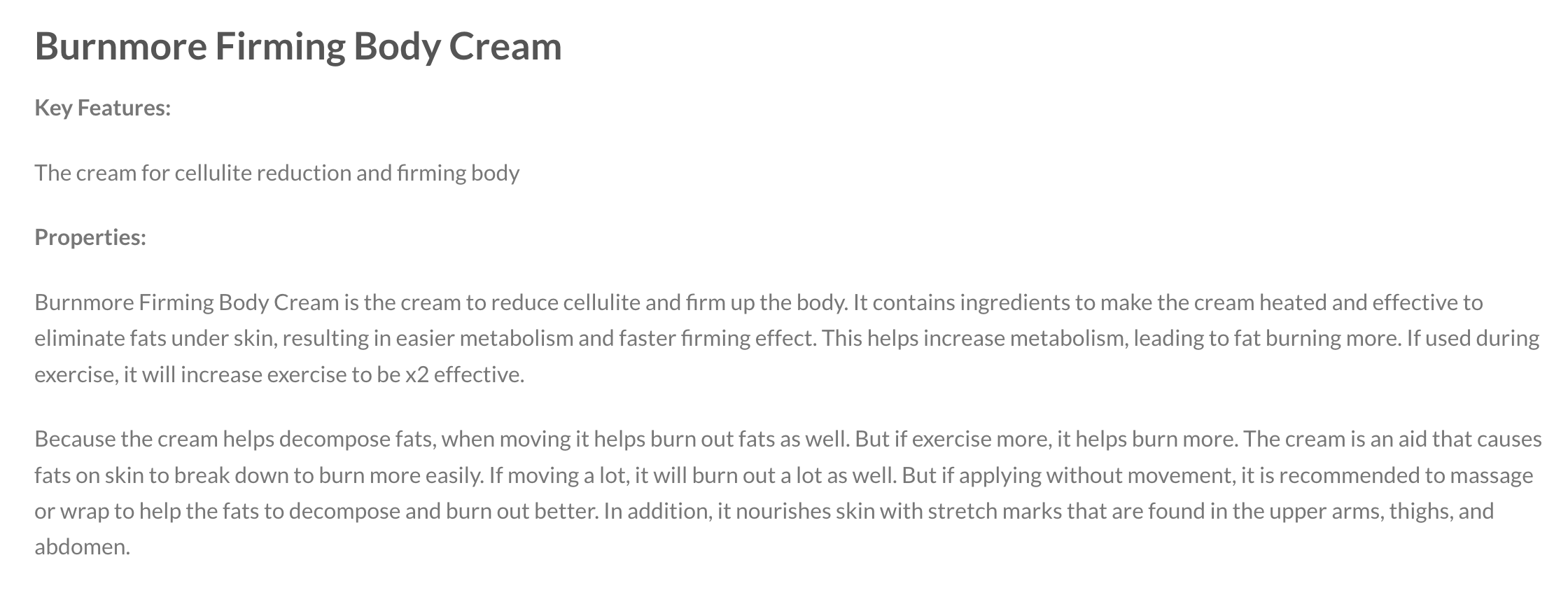 Anti-Cellulite Firming Body Cream Pure Natural Ingredients