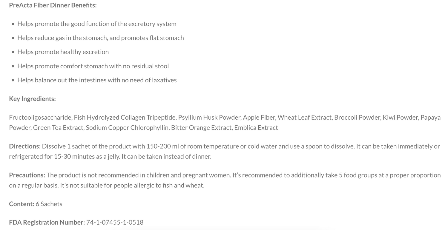 PreActa Fiber Dinner