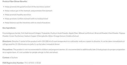 PreActa Fiber Dinner