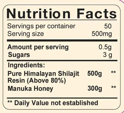 Pure Shilajit Resin with Manuka Honey | Premium Energy, Immunity &amp; Vitality Blend