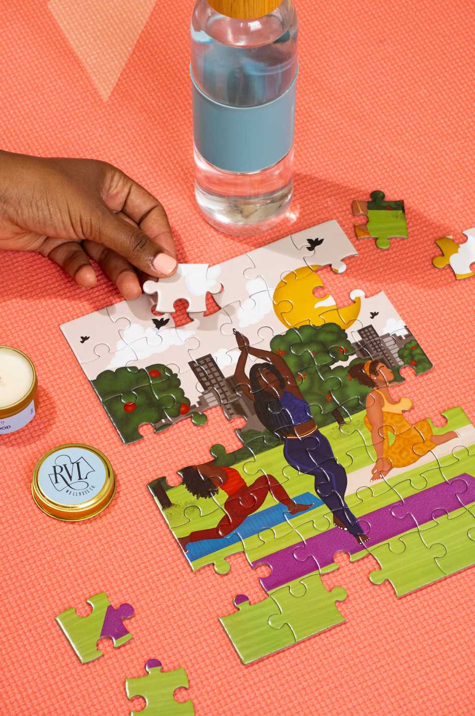 Yoga In The Park | 48 Piece Puzzle &amp; Candle Gift Set