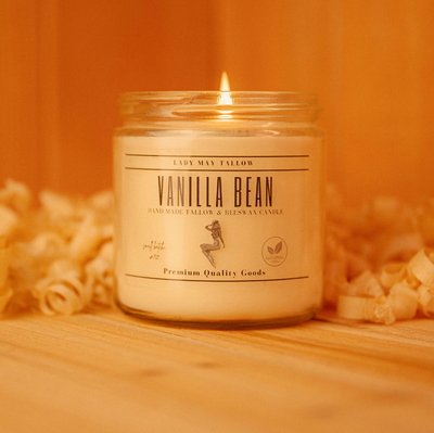 Lady May Tallow "Classic" Tallow & Beeswax Candle 16oz | 7 Natural Scents | Non-Toxic Clean Burning