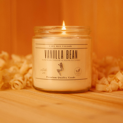 Lady May Tallow "Classic" Tallow &amp; Beeswax Candle 16oz | 7 Natural Scents | Non-Toxic Clean Burning