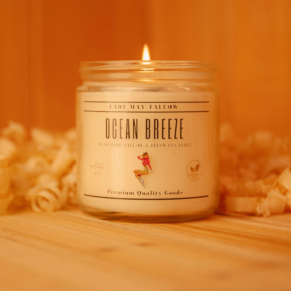 Lady May Tallow "Classic" Tallow &amp; Beeswax Candle 16oz | 7 Natural Scents | Non-Toxic Clean Burning