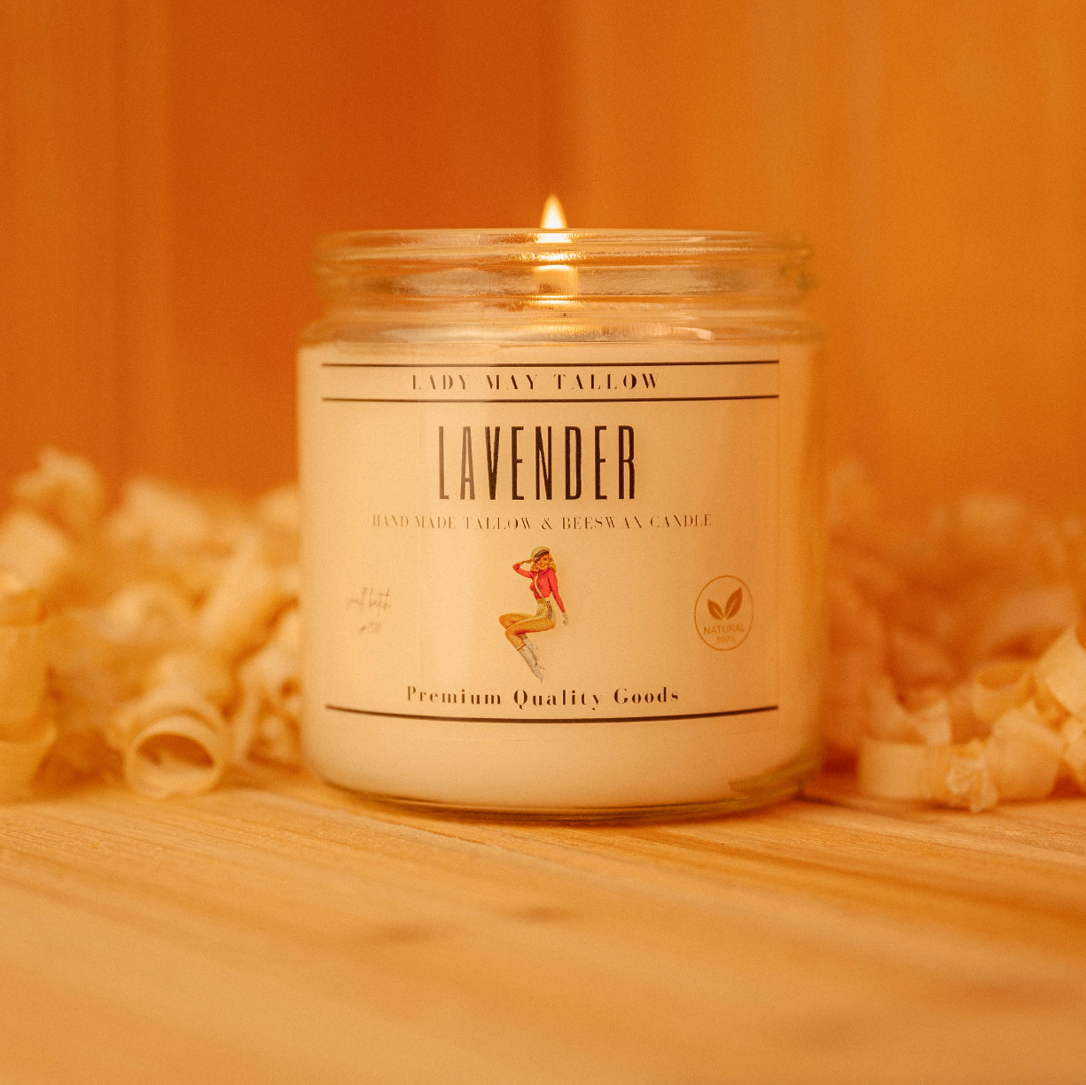 Lady May Tallow "Classic" Tallow &amp; Beeswax Candle 16oz | 7 Natural Scents | Non-Toxic Clean Burning by Lady May Tallow