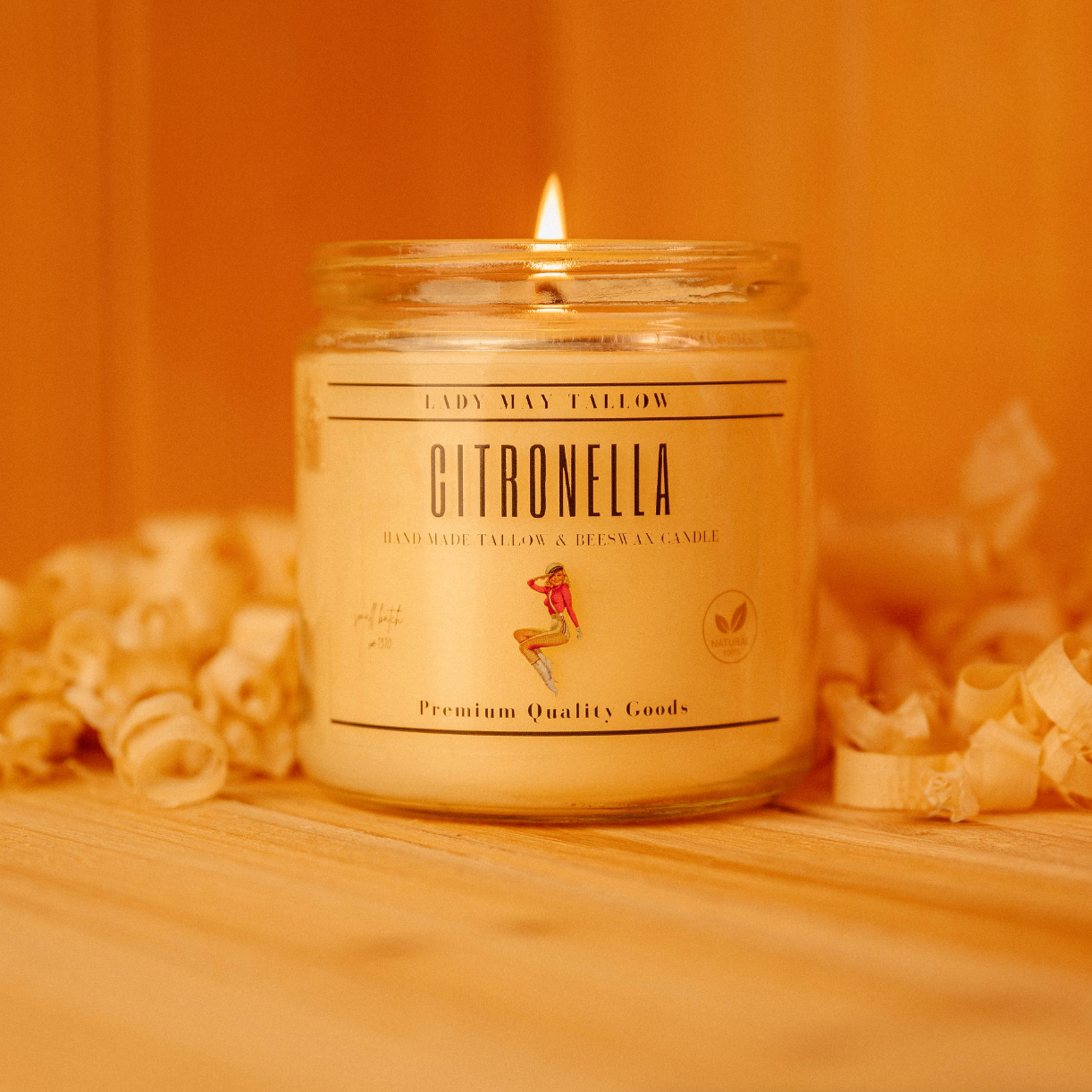 Lady May Tallow "Classic" Tallow &amp; Beeswax Candle 16oz | 7 Natural Scents | Non-Toxic Clean Burning