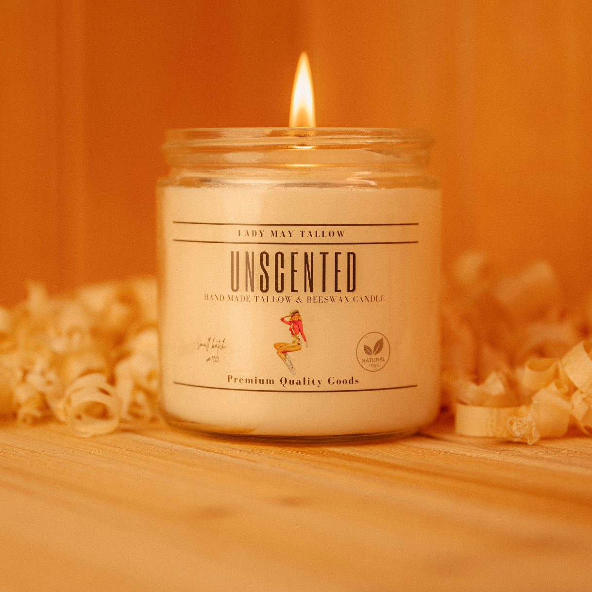 Lady May Tallow "Classic" Tallow &amp; Beeswax Candle 16oz | 7 Natural Scents | Non-Toxic Clean Burning