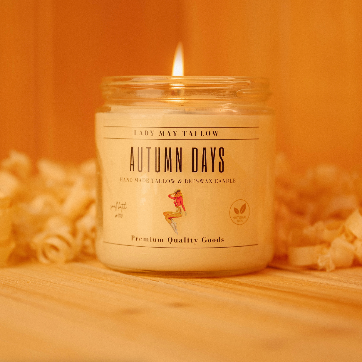 Seasonal Tallow &amp; Beeswax Candle 16oz | Non Toxic Grass-Fed All-Natural Clean Burning