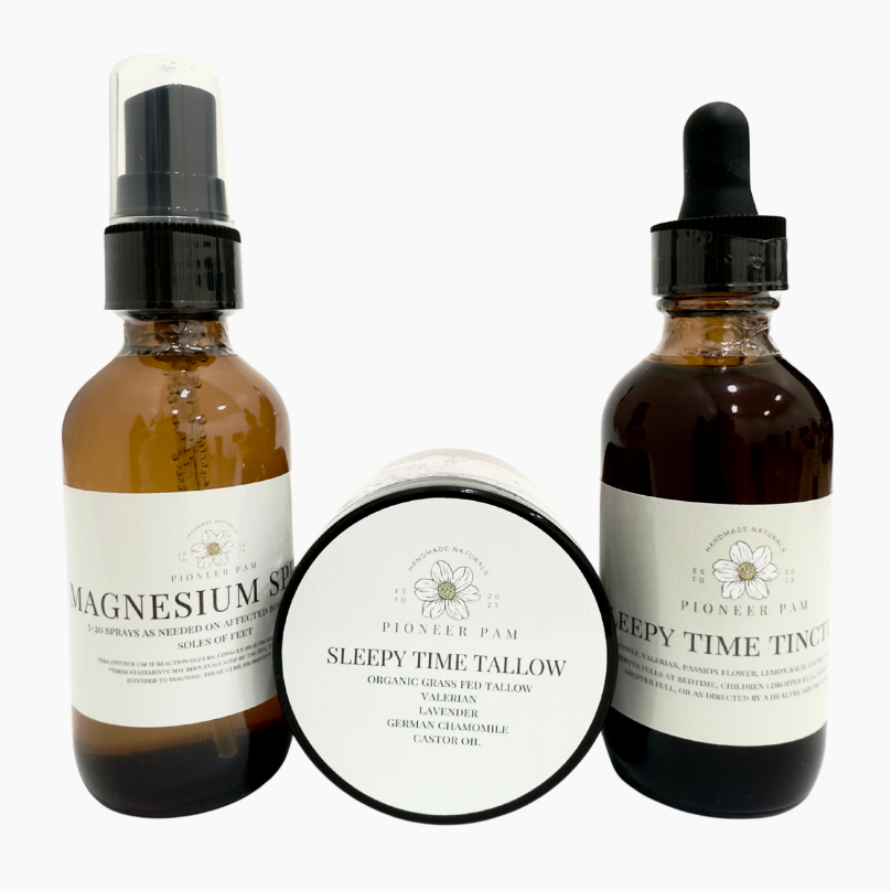 Sleepy Time Combo: Sleepy Time Tincture, Sleepy Time Tallow, Magnesium Spray by Pioneer Pam