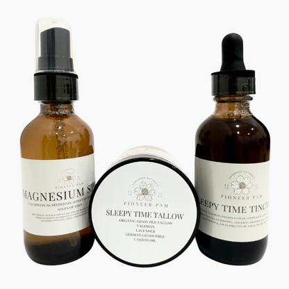 Sleepy Time Combo: Sleepy Time Tincture, Sleepy Time Tallow, Magnesium Spray by Pioneer Pam