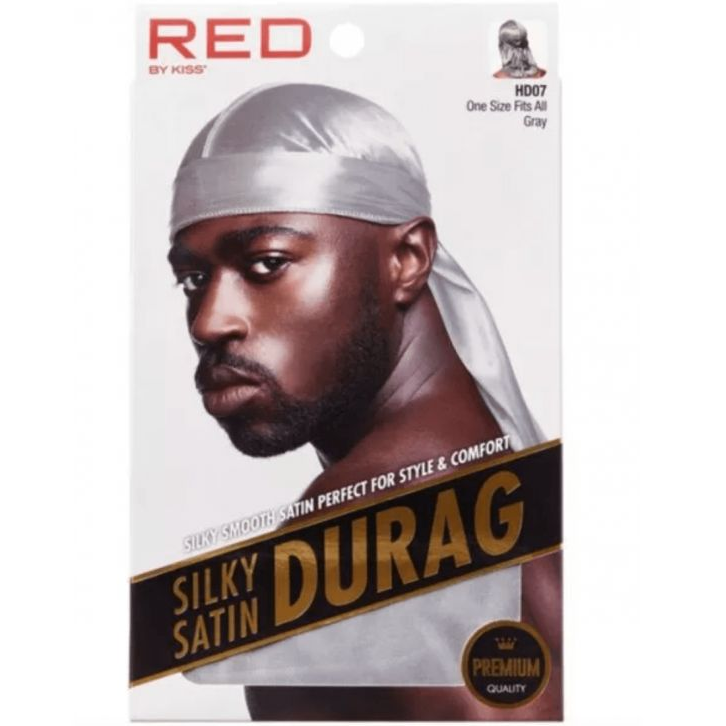 Red By Kiss Premium Silky Satin Durag - Gray Upgraded Extra Long Tails HD07 by Pasteur Pharmacy