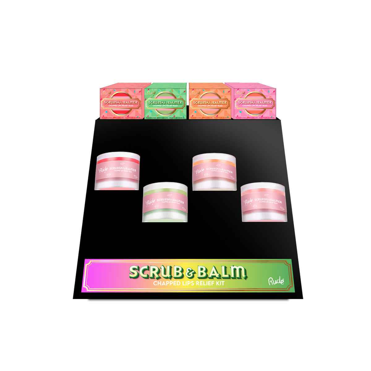 RUDE Scrubski &amp; Balmer Lip Exfoliator Display Set, 32pcs