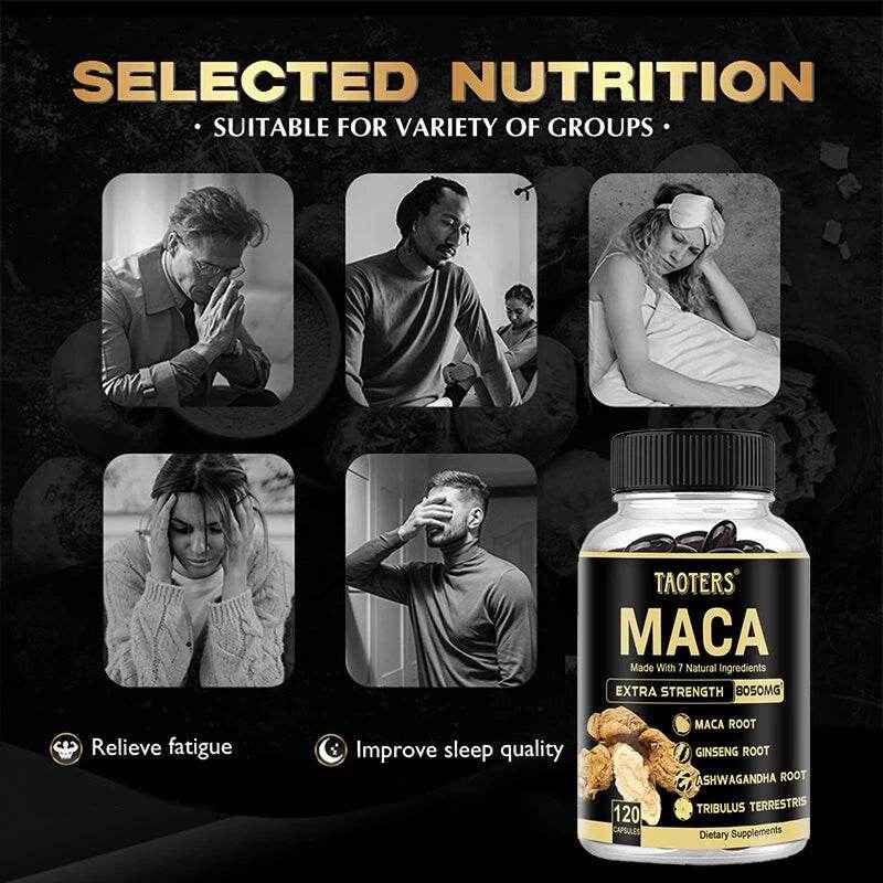 Maca Root for Men - Natural Energy Supplement to Support Athletic Performance, Muscle Recovery and Fight Fatigue, 120 Capsules