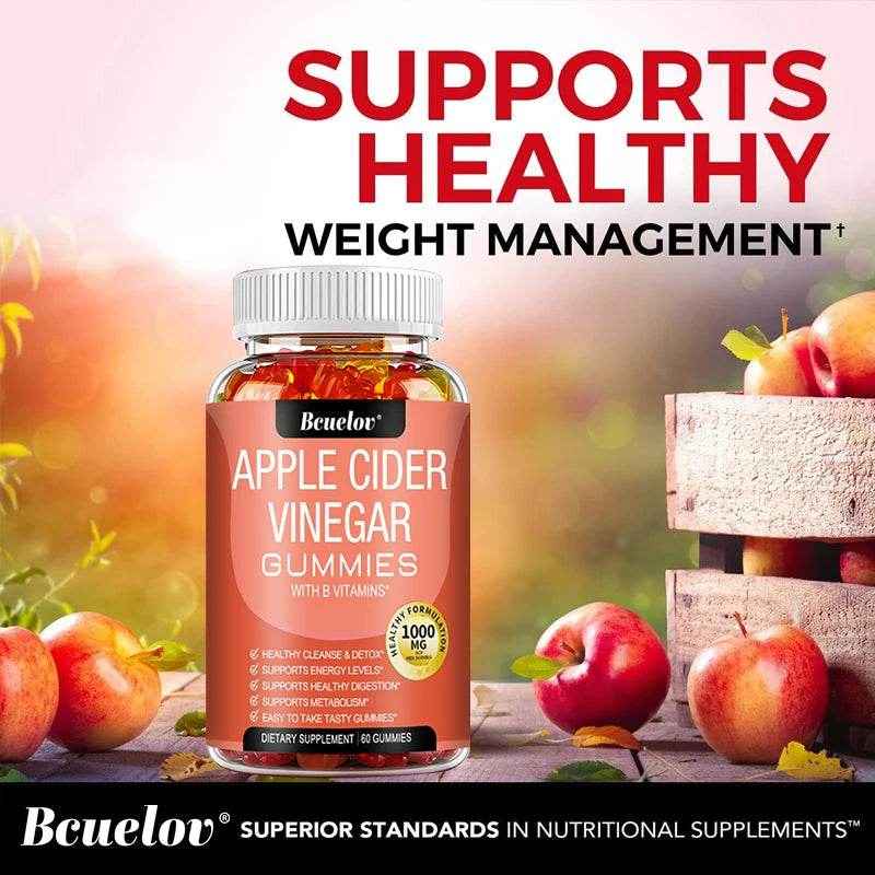 Bcuelov Apple Cider Vinegar Gummy Vitamins - Detox Cleanse, Fat Burner, Weight Management, Digestion Booster, Metabolism
