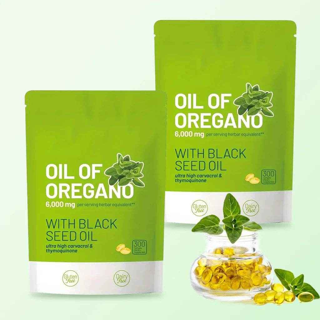 300 Capsules Oil Of Oregano with Black Seed Oil - Natural Antioxidants for Fitness Nutritional Support - Highly Effective