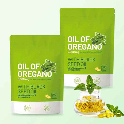 300 Capsules Oil Of Oregano with Black Seed Oil - Natural Antioxidants for Fitness Nutritional Support - Highly Effective