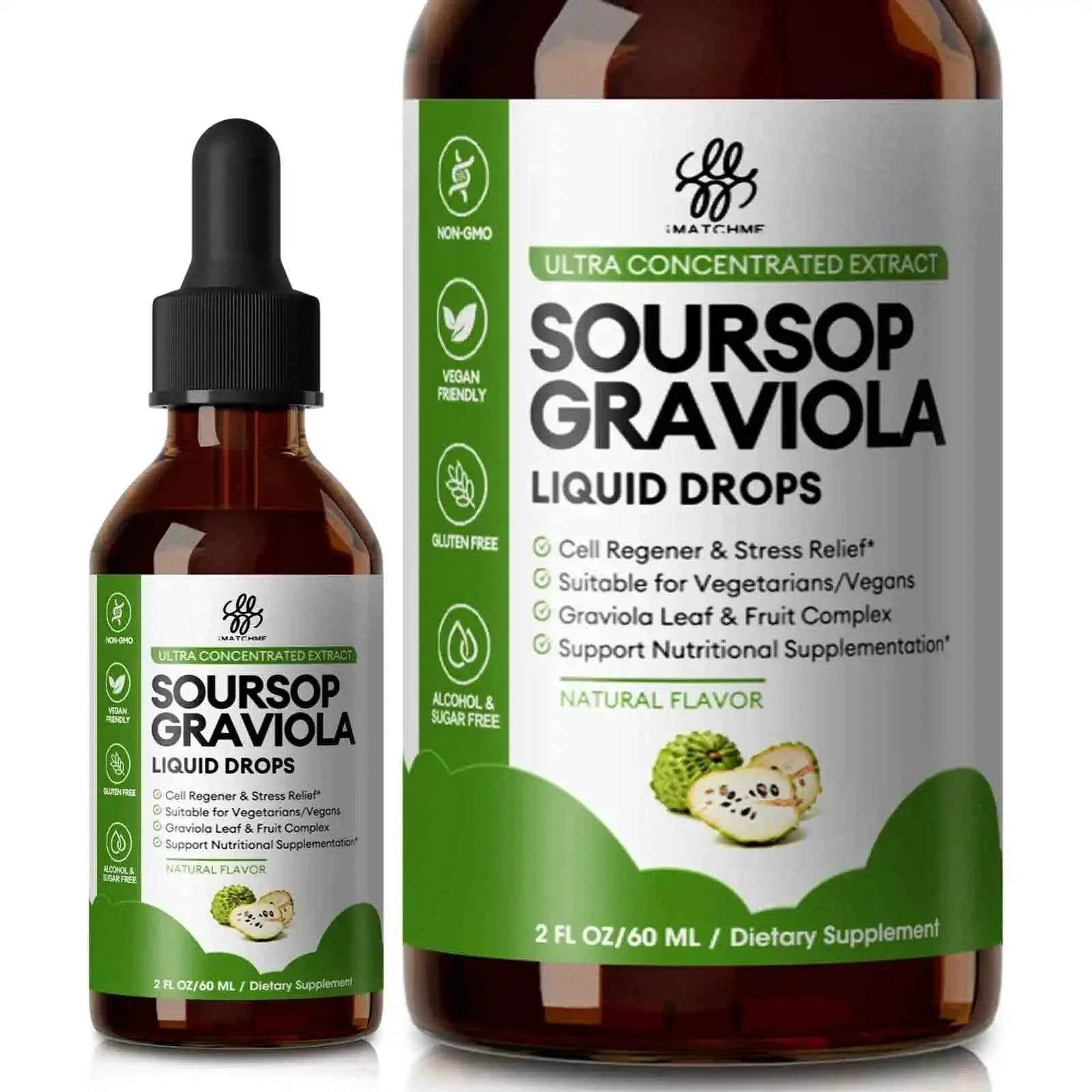 Soursop Graviola Liquid Drop for Cell Support &amp; Regeneration, Immune System and Gut Health Support, Soursop Bitters Liquid