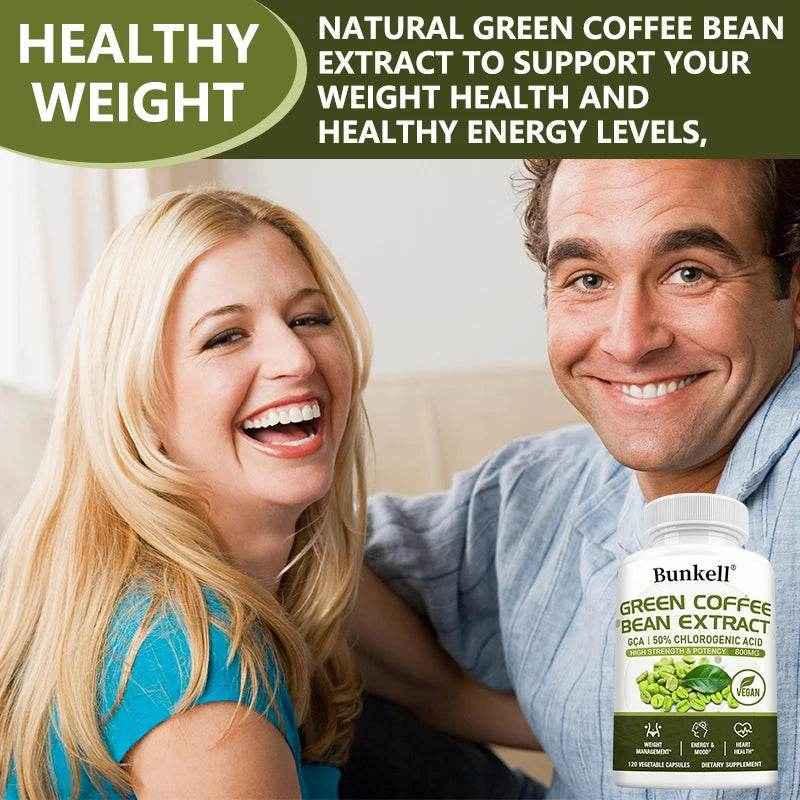 Green Coffee Bean Extract - Fat Burning, Metabolism, Brain Health, Heart and Weight Management, 120 Capsules