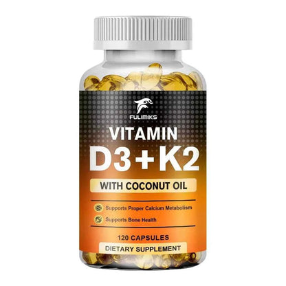 Vitamin D3+K2 Capsules, Heart Health, Bone and Joint Health Support, Suitable for Men and Women - D3 K2 Multivitamin Supplemen