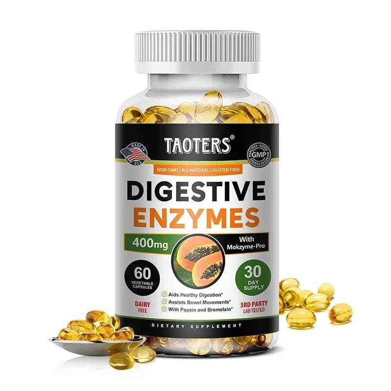 Digestive Enzyme Supplement, Beneficial Bacteria Support Immune, Digestive &amp; Cardiovascular Health, 60 Capsules